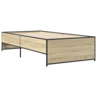 vidaXL Bettgestell Sonoma-Eiche 90x190 cm Holzwerkstoff und Metall