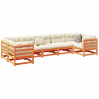 vidaXL 7-tlg. Garten-Sofagarnitur Wachsbraun Massivholz Kiefer