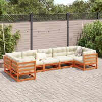 vidaXL 7-tlg. Garten-Sofagarnitur Wachsbraun Massivholz Kiefer