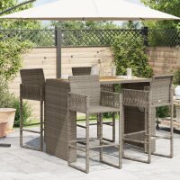vidaXL Gartentisch mit Holzplatte Grau 145x80x110 cm Poly Rattan