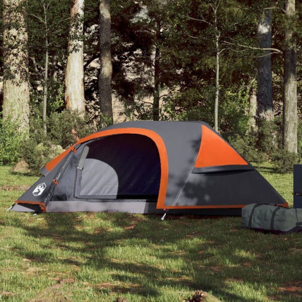 vidaXL Kuppel-Campingzelt 1 Person Grau und Orange Wasserdicht