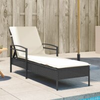 vidaXL Sonnenliege mit Auflage Schwarz 63x200x81 cm Poly Rattan