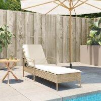 vidaXL Sonnenliege mit Auflage Beige 63x200x81 cm Poly Rattan