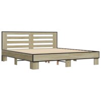 vidaXL Bettgestell Sonoma-Eiche 180x200 cm Holzwerkstoff und Metall