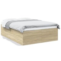 vidaXL Bettgestell Sonoma-Eiche 135x190 cm Holzwerkstoff