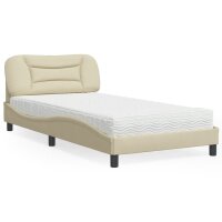 vidaXL Bett mit Matratze Creme 100x200 cm Stoff