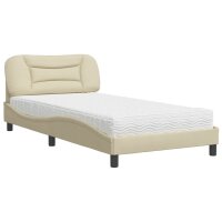 vidaXL Bett mit Matratze Creme 100x200 cm Stoff