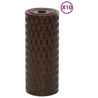 vidaXL Balkon-Sichtschutze 10 Stk. Braun Schwarz 255x19 cm Poly Rattan