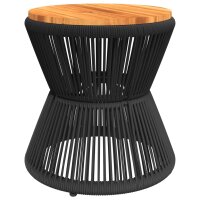 vidaXL Couchtisch mit Drahtgestell Schwarz &Oslash; 45x44 cm Akazienholz