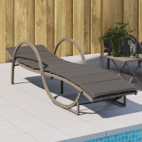 vidaXL Sonnenliege mit Auflage Grau 60x199x42 cm Poly Rattan