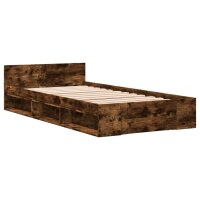 vidaXL Bettgestell mit Schublade R&auml;uchereiche 90x190 cm Holzwerkstoff