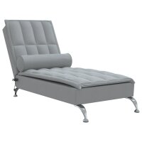 vidaXL Massage-Chaiselongue mit Nackenrolle Hellgrau Stoff