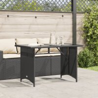 vidaXL Gartentisch mit Glasplatte Schwarz 110x68x70 cm Poly Rattan