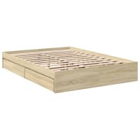 vidaXL Bettgestell mit Schubladen Sonoma-Eiche 135x190cm Holzwerkstoff