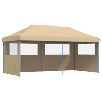 vidaXL Partyzelt Faltbar Pop-Up mit 3 Seitenteilen Beige