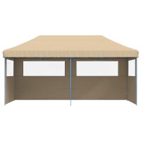 vidaXL Partyzelt Faltbar Pop-Up mit 3 Seitenteilen Beige