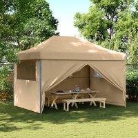 vidaXL Partyzelt Faltbar Pop-Up mit 4 Seitenteilen Beige