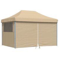 vidaXL Partyzelt Faltbar Pop-Up mit 4 Seitenteilen Beige