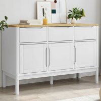 vidaXL Sideboard FLORO Wei&szlig; 114x43x74 cm Massivholz Kiefer