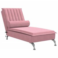 vidaXL Massage-Chaiselongue mit Nackenrolle Rosa Samt