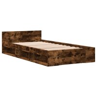 vidaXL Bettgestell mit Schublade R&auml;uchereiche 75x190 cm Holzwerkstoff