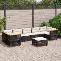 vidaXL 8-tlg. Garten-Sofagarnitur mit Kissen Schwarz Poly Rattan