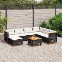 vidaXL 8-tlg. Garten-Sofagarnitur mit Kissen Schwarz Poly Rattan