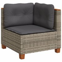 vidaXL 4-tlg. Garten-Sofagarnitur mit Kissen Grau Poly Rattan