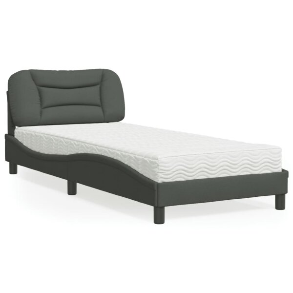 vidaXL Bett mit Matratze Dunkelgrau 90x200 cm Stoff