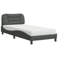 vidaXL Bett mit Matratze Dunkelgrau 90x200 cm Stoff