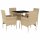 vidaXL 5-tlg. Garten-Essgruppe mit Kissen Beige Poly Rattan und Glas