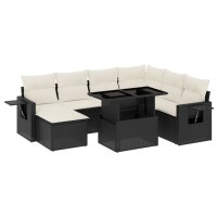 vidaXL 9-tlg. Garten-Sofagarnitur mit Kissen Schwarz Poly Rattan