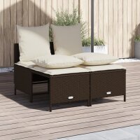 vidaXL 4-tlg. Garten-Sofagarnitur mit Kissen Braun Poly...