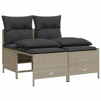 vidaXL 4-tlg. Garten-Sofagarnitur mit Kissen Hellgrau Poly Rattan