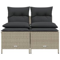 vidaXL 4-tlg. Garten-Sofagarnitur mit Kissen Hellgrau Poly Rattan