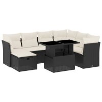 vidaXL 8-tlg. Garten-Sofagarnitur mit Kissen Schwarz Poly Rattan