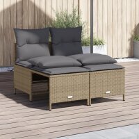 vidaXL 4-tlg. Garten-Sofagarnitur mit Kissen Beige Poly...