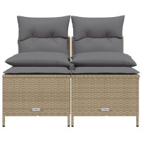 vidaXL 4-tlg. Garten-Sofagarnitur mit Kissen Beige Poly Rattan