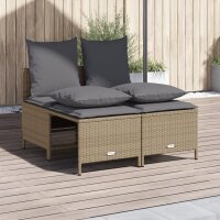 vidaXL 4-tlg. Garten-Sofagarnitur mit Kissen Beige Poly Rattan