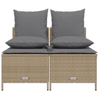 vidaXL 4-tlg. Garten-Sofagarnitur mit Kissen Beige Poly Rattan