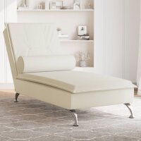 vidaXL Massage-Chaiselongue mit Nackenrolle Creme Samt