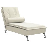 vidaXL Massage-Chaiselongue mit Nackenrolle Creme Samt