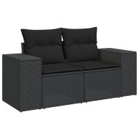 vidaXL 11-tlg. Garten-Sofagarnitur mit Kissen Schwarz Poly Rattan