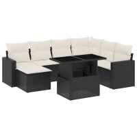 vidaXL 8-tlg. Garten-Sofagarnitur mit Kissen Schwarz Poly Rattan