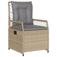 vidaXL 7-tlg. Garten-Essgruppe mit Kissen Beige Poly Rattan