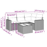 vidaXL 5-tlg. Garten-Sofagarnitur mit Kissen Schwarz Poly Rattan