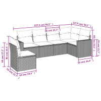 vidaXL 6-tlg. Garten-Sofagarnitur mit Kissen Schwarz Poly Rattan