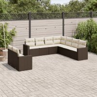 vidaXL 9-tlg. Garten-Sofagarnitur mit Kissen Braun Poly Rattan