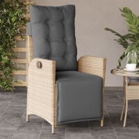 vidaXL Gartensessel mit Fu&szlig;teil 2 Stk. Verstellbar Poly Rattan