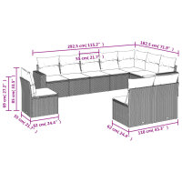 vidaXL 10-tlg. Garten-Sofagarnitur mit Kissen Braun Poly Rattan